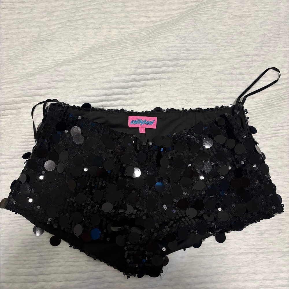 Edikted Sephira Sequin Micro Shorts black